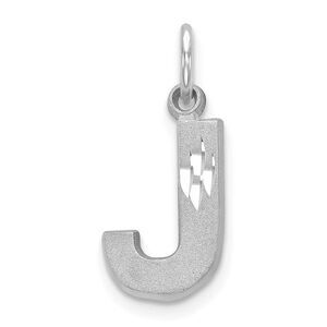 14k White Gold, Julia Collection, Small Satin Block Initial J Pendant
